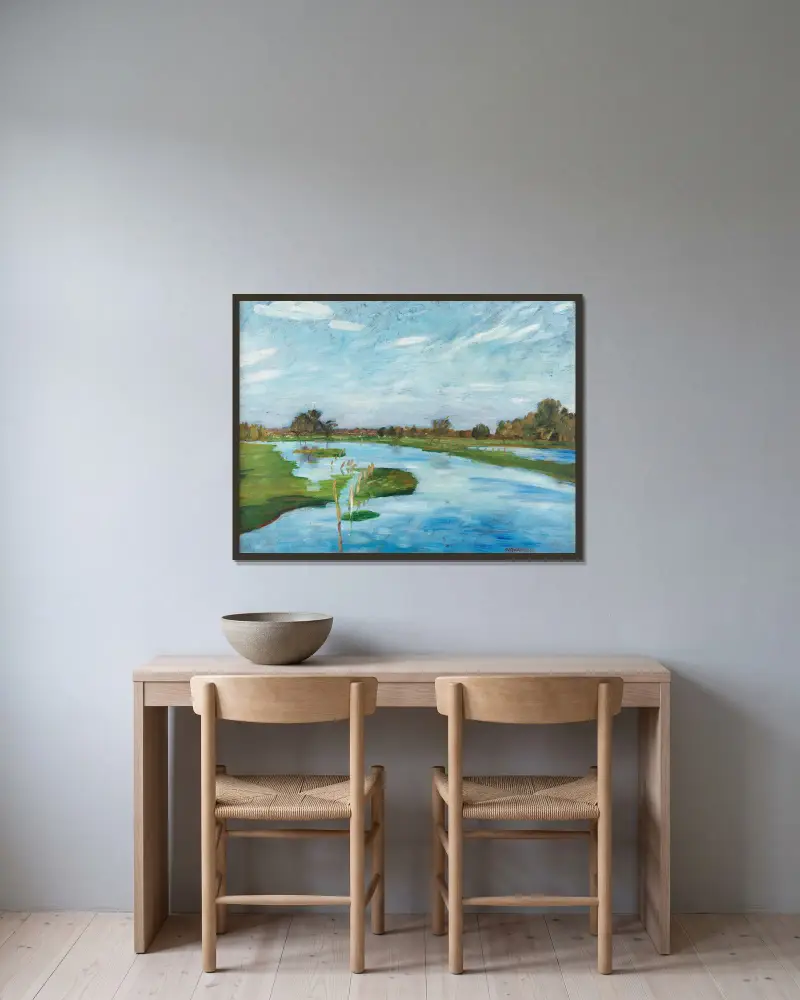 Überschwemmte Wümmewiesen von Otto Modersohn gerahmt an einer Wand