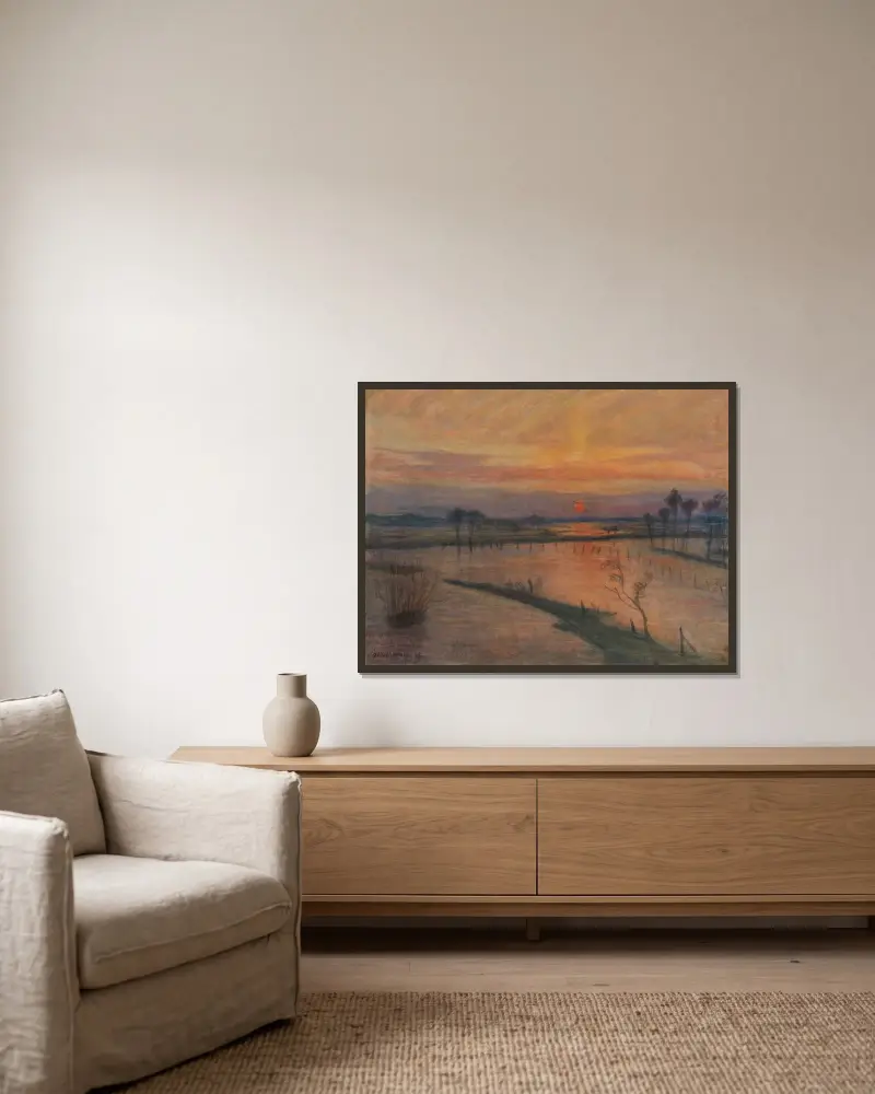 Überschwemmung an der Wümme von Otto Modersohn gerahmt an einer Wand