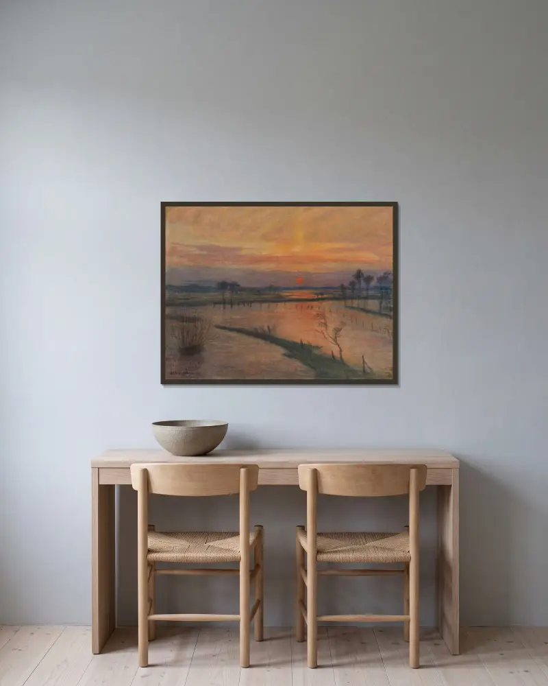 Überschwemmung an der Wümme von Otto Modersohn gerahmt an einer Wand