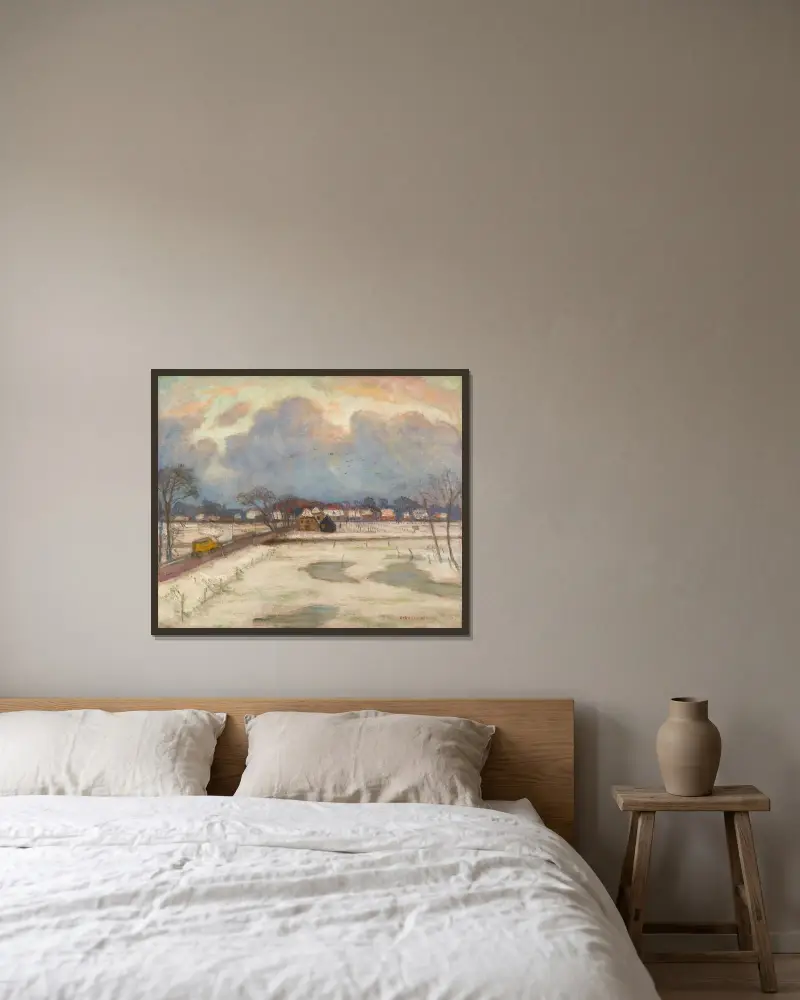 Winter in Fischerhude von Otto Modersohn gerahmt an einer Wand