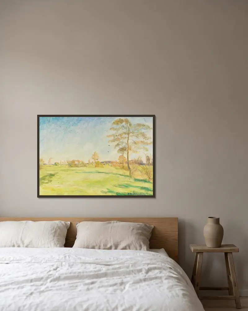 Krajina u Wümme s kravami, Otto Modersohn v rámu na stěně