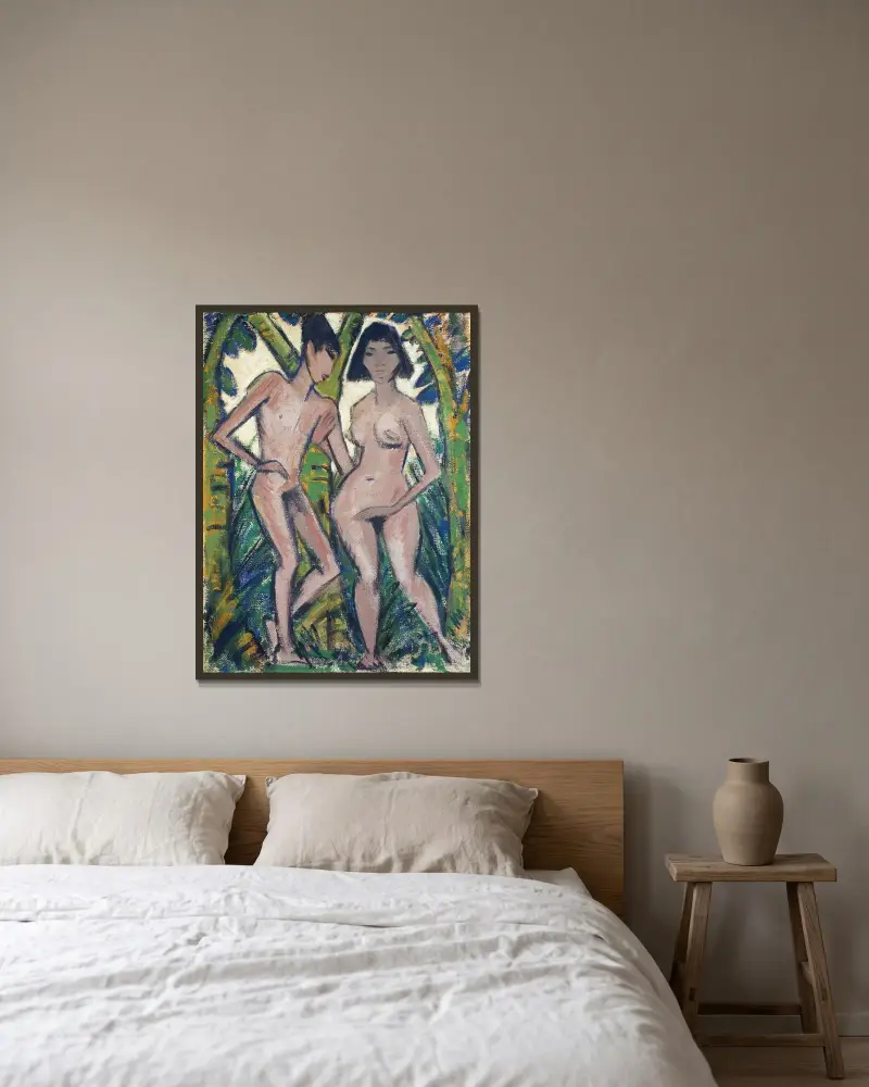 Adam und Eva von Otto Mueller gerahmt an einer Wand