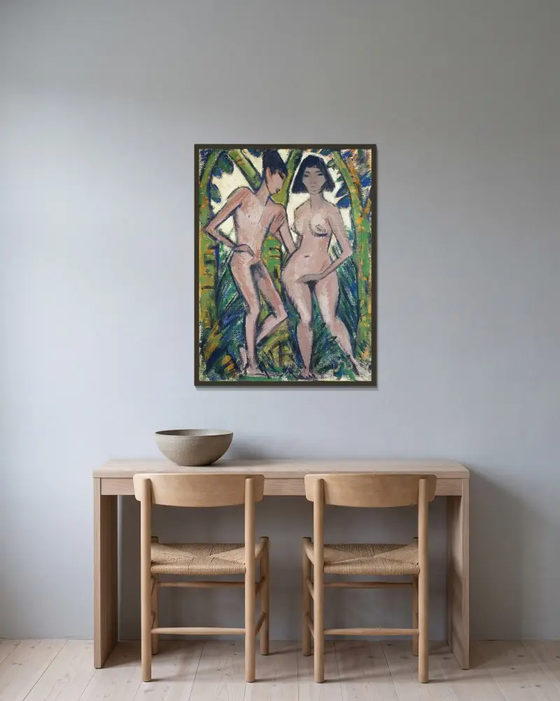 Adam und Eva von Otto Mueller gerahmt an einer Wand