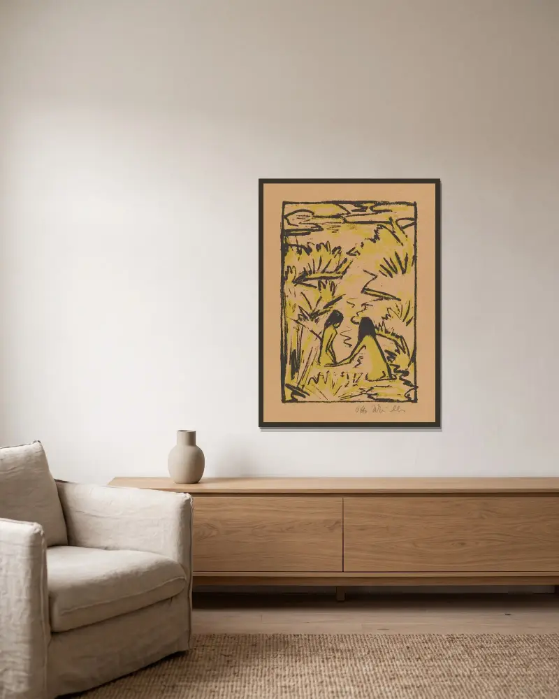 Zwei Badende im Bach, 1922 – Nr. 2 von Otto Mueller gerahmt an einer Wand