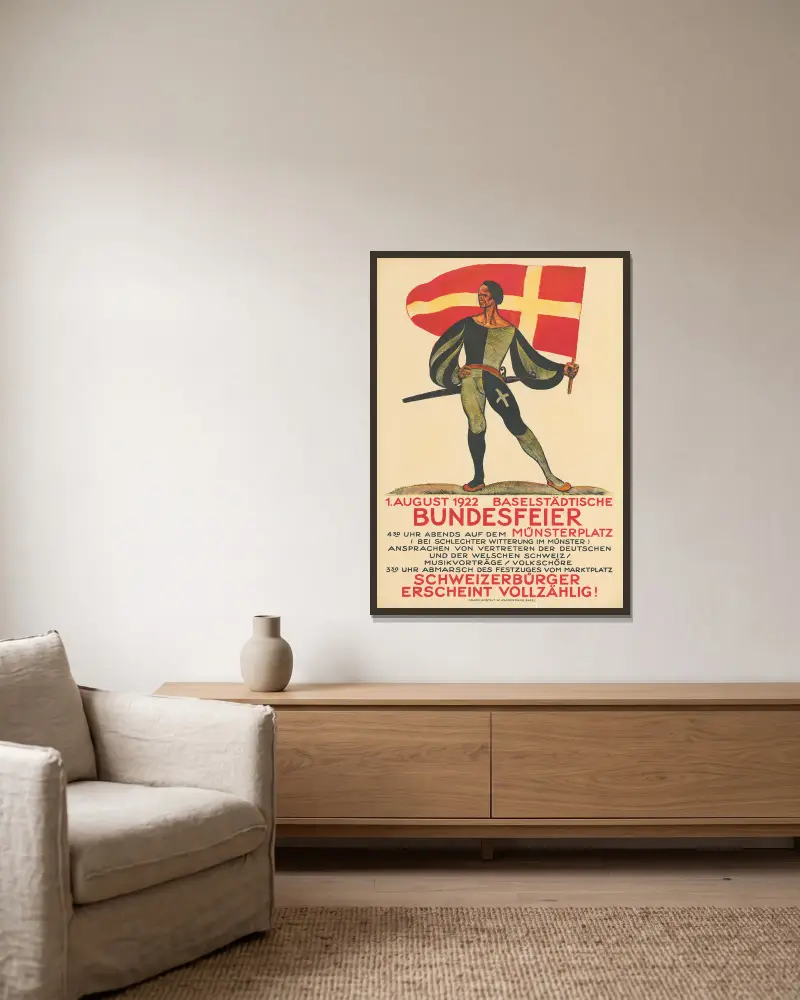 Bundesfeier, 1922 von Otto Plattner gerahmt an einer Wand