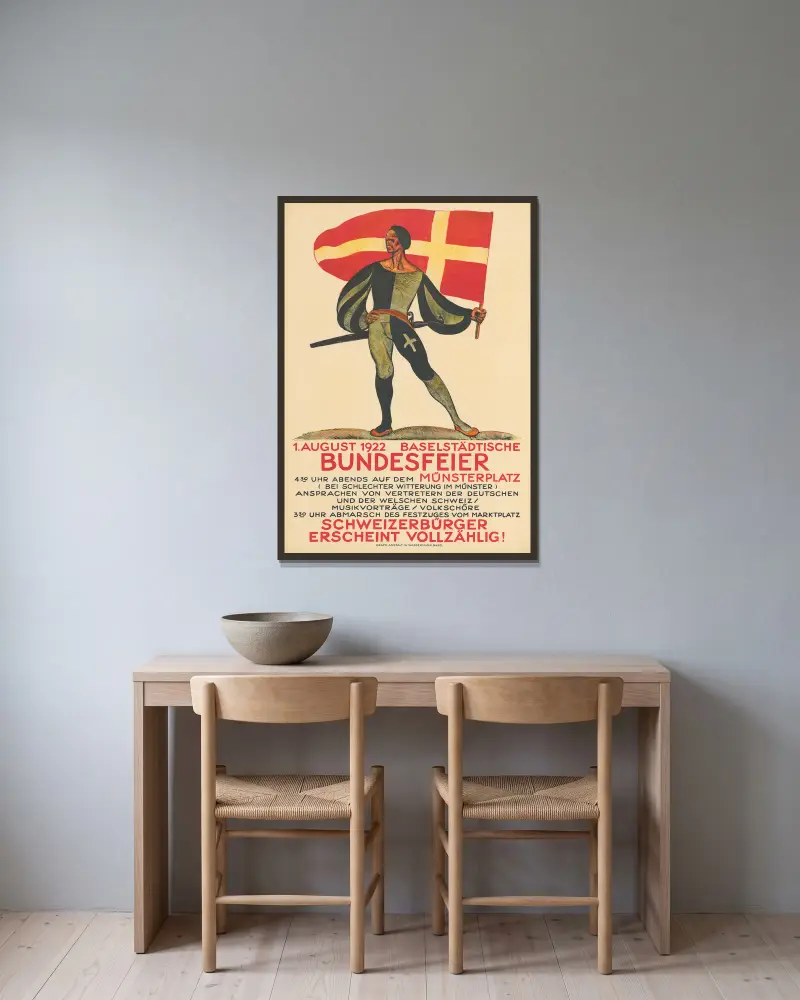 Bundesfeier, 1922 von Otto Plattner gerahmt an einer Wand