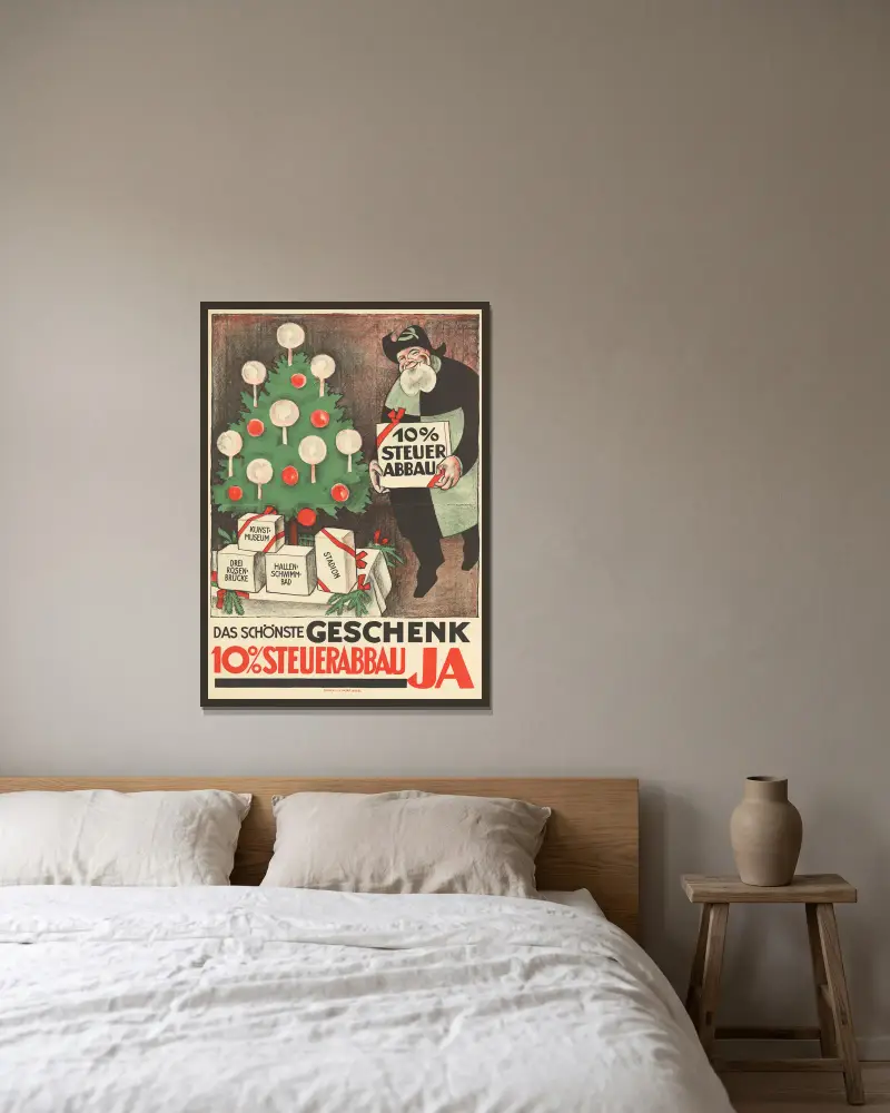 Das schönste Geschenk – 10% Steuerabbau – Ja av Otto Plattner inramad på en vägg