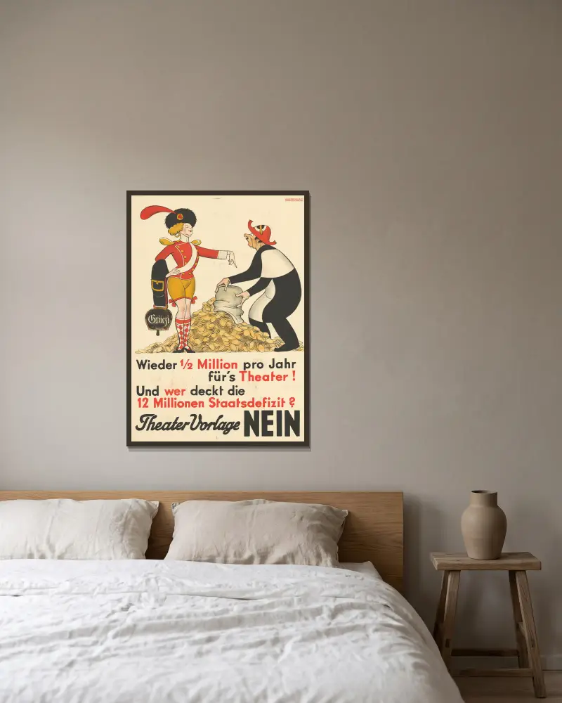 Divadelní předloha – Ne, Otto Plattner v rámu na stěně
