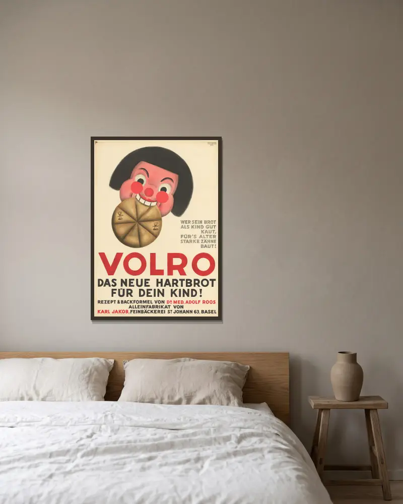 Volro – Das neue Hartbrot für dein Kind av Otto Plattner inramad på en vägg