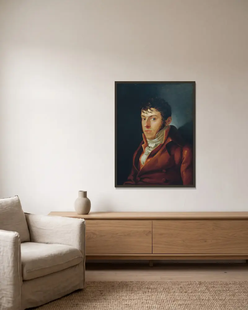 Der Maler und Schriftsteller Friedrich August von Klinkowström av Philipp Otto Runge inramad på en vägg