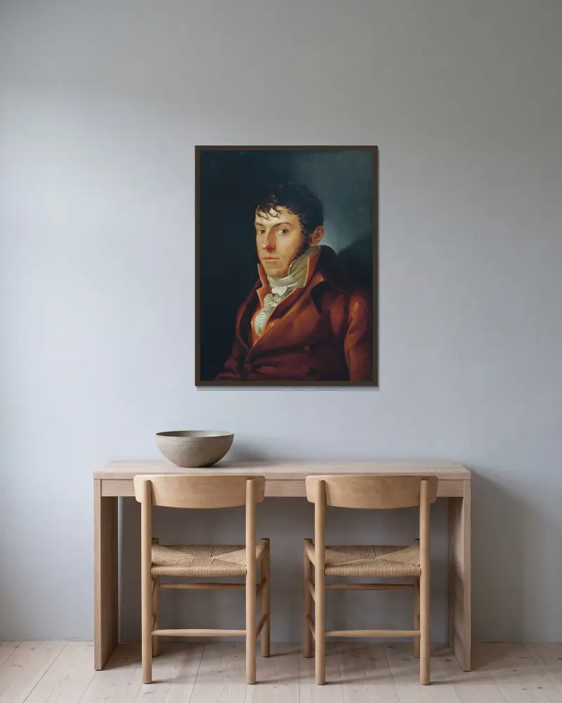 Der Maler und Schriftsteller Friedrich August von Klinkowström av Philipp Otto Runge inramad på en vägg