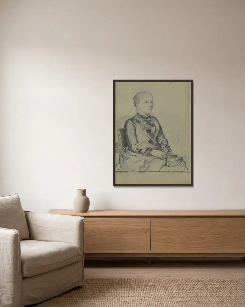 Bildnis Amalie Scholderer, der Schwägerin des Künstlers von Otto Scholderer gerahmt an einer Wand