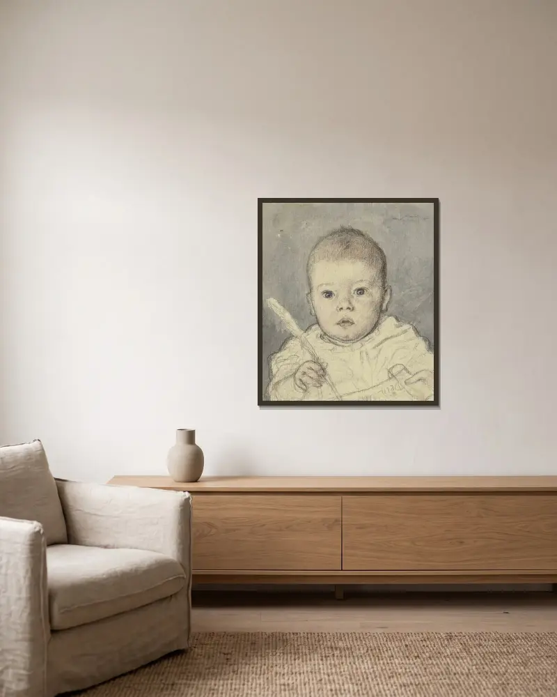 Bildnis des Victor Scholderer als Kleinkind von Otto Scholderer gerahmt an einer Wand