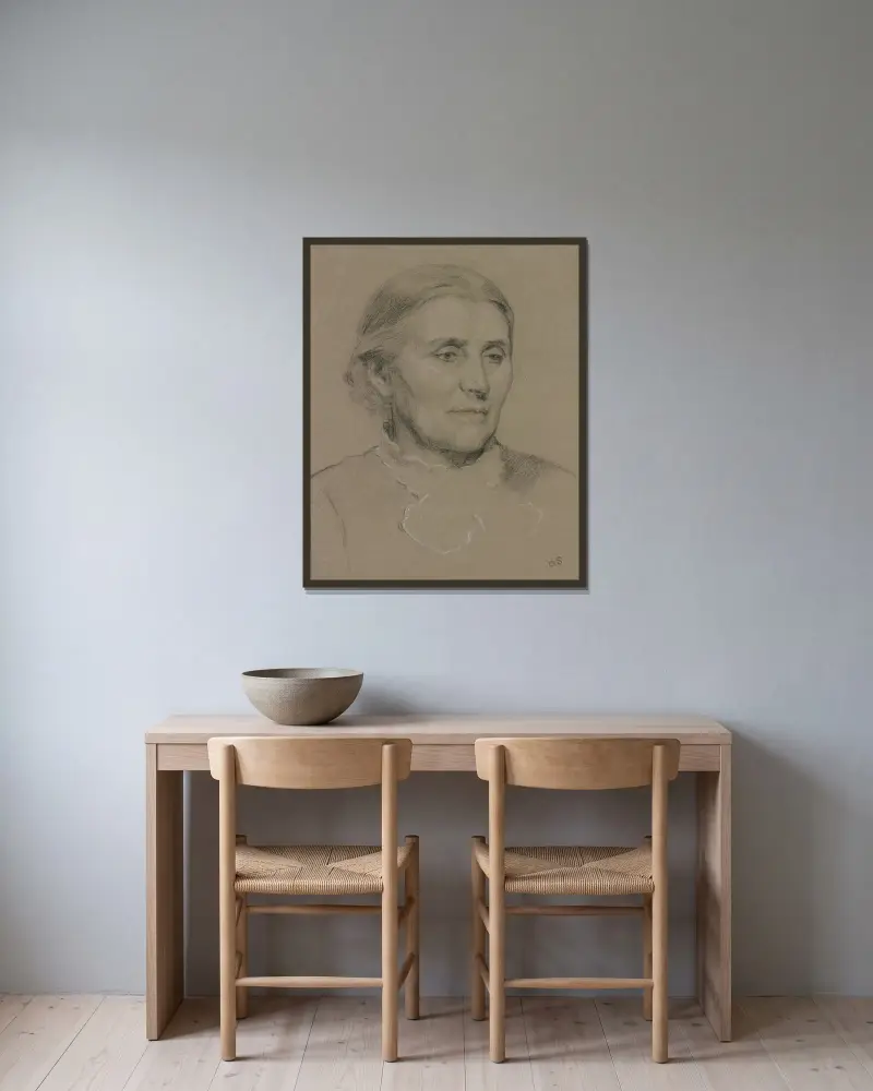 Portret starszej damy zwróconej w prawą stronę, Otto Scholderer w ramie na ścianie