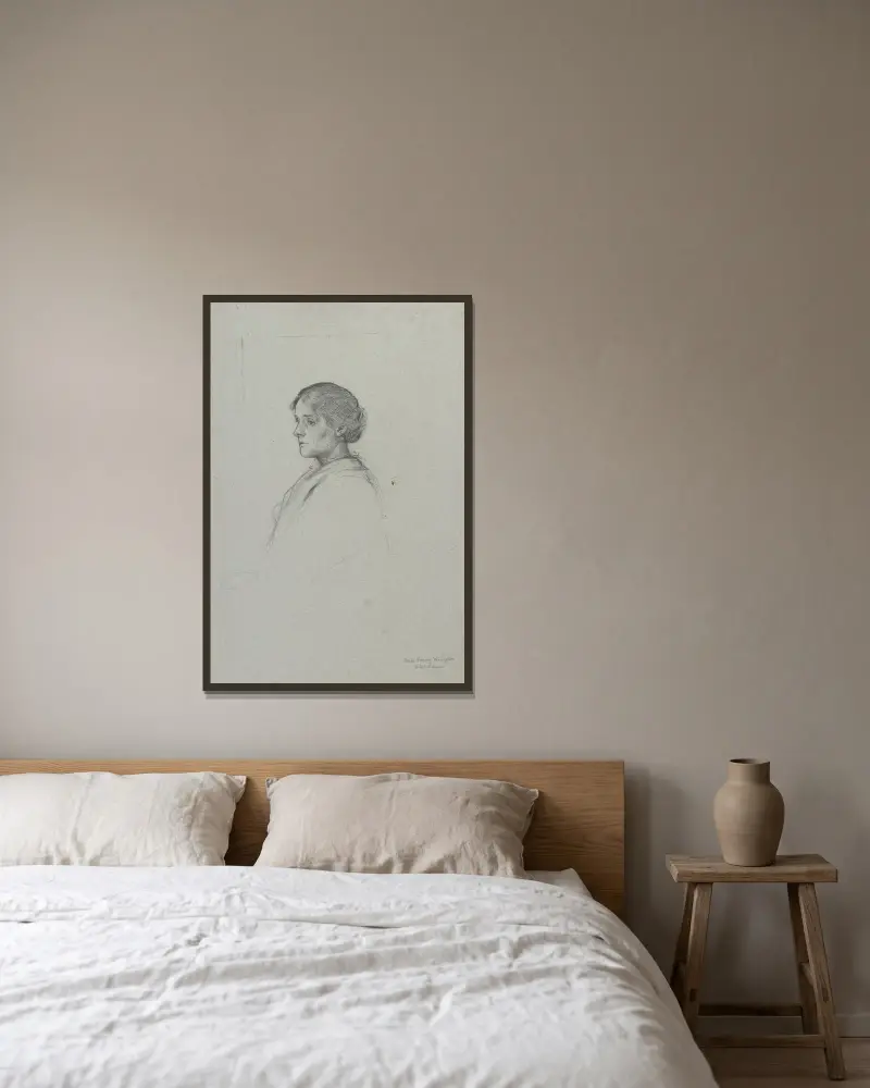 Porträt von Miss Fanny Kingdon von Otto Scholderer gerahmt an einer Wand