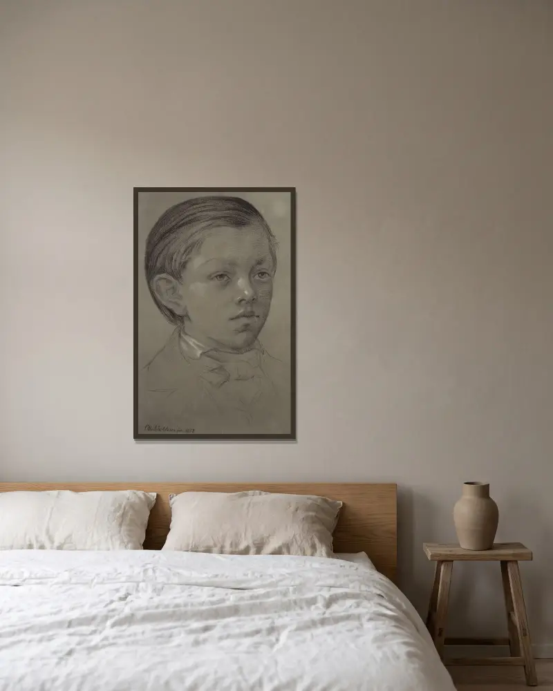 Kinderbildnis des Wilhelm Amandus Beer von Otto Scholderer gerahmt an einer Wand