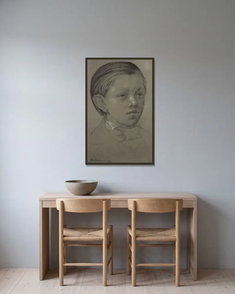 Kinderbildnis des Wilhelm Amandus Beer von Otto Scholderer gerahmt an einer Wand