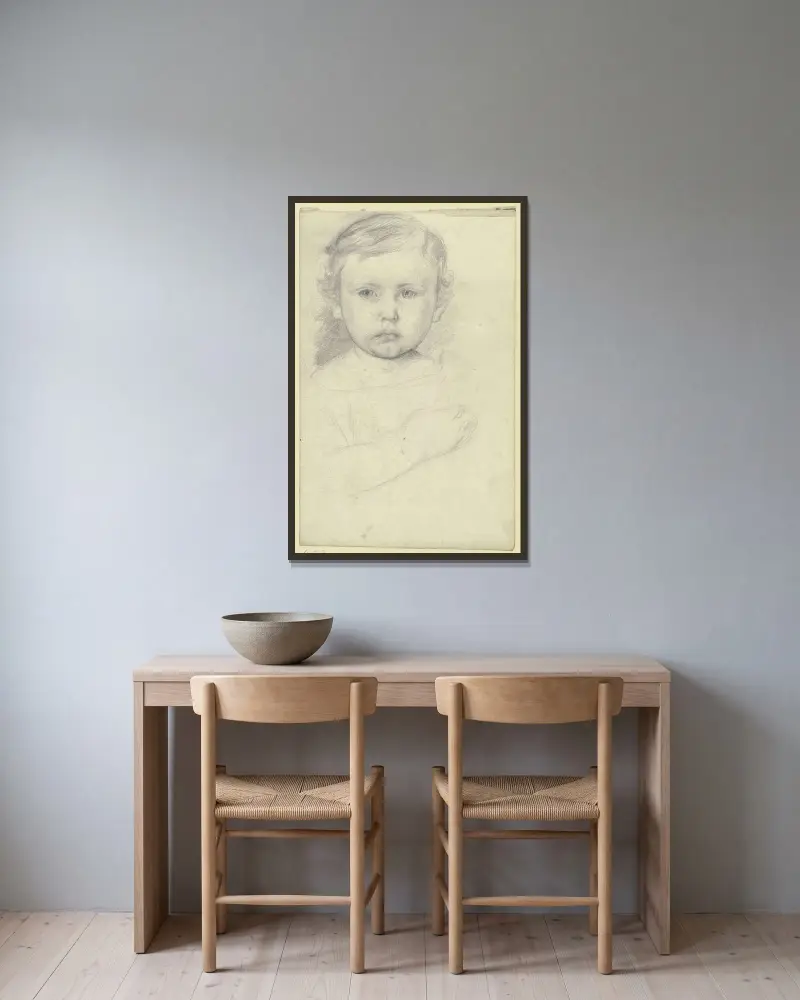 Knabenbildnis von Otto Scholderer gerahmt an einer Wand