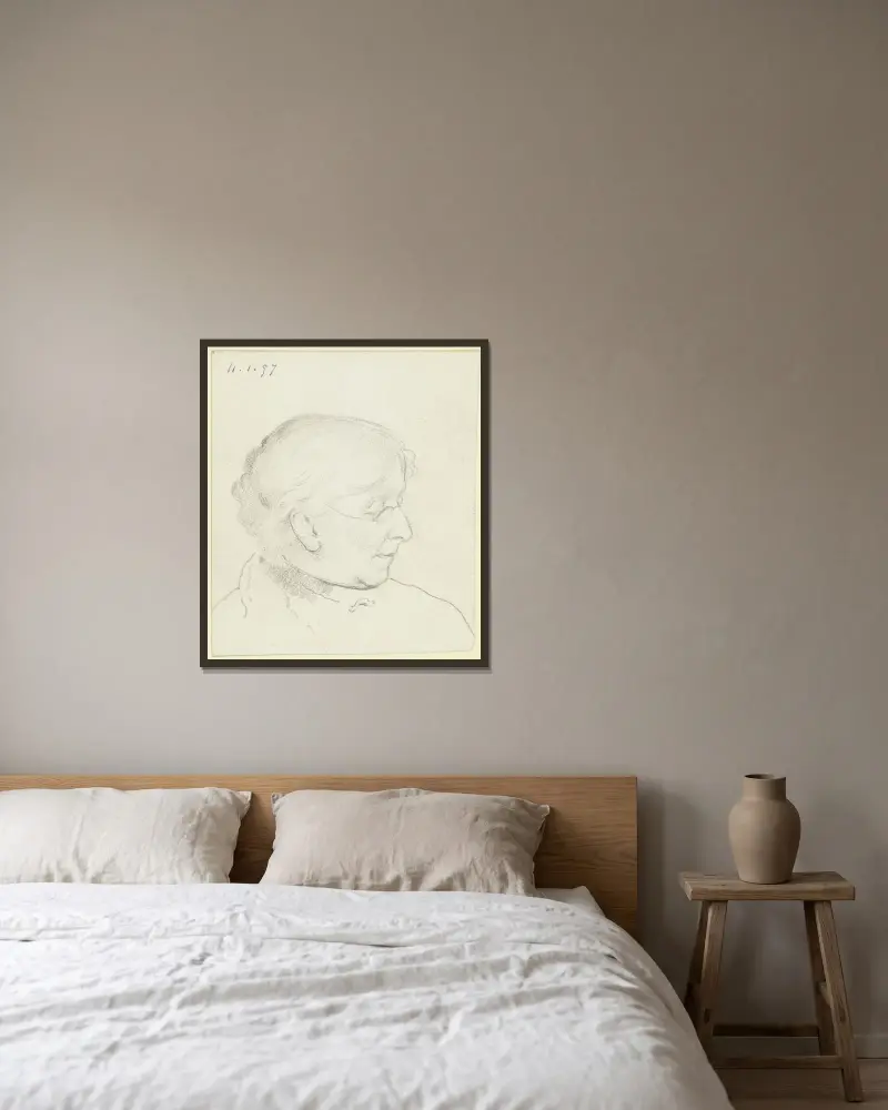 Luise Scholderer im Profil nach rechts von Otto Scholderer gerahmt an einer Wand