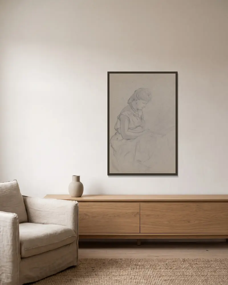 Sitzende Frau – Nr. 1 von Otto Scholderer gerahmt an einer Wand