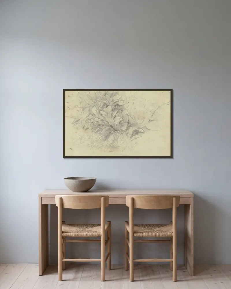 Studie von Pflanzen von Otto Scholderer gerahmt an einer Wand