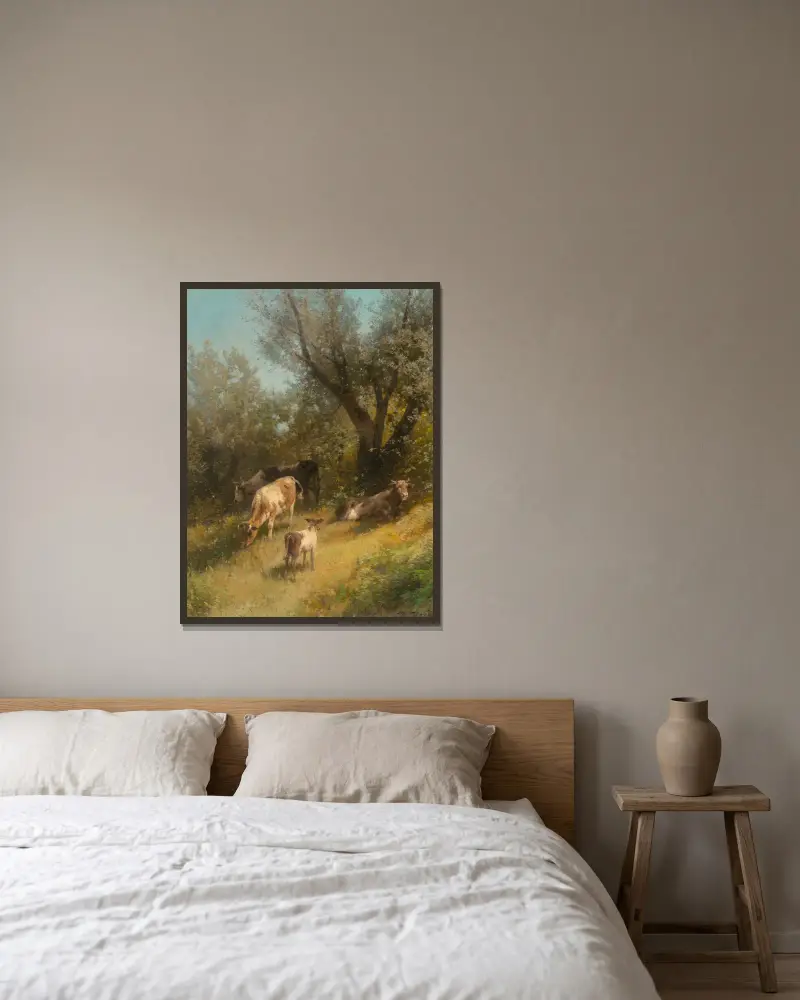 Summer grazing, Chester County av Hermann Ottomar Herzog inramad på en vägg