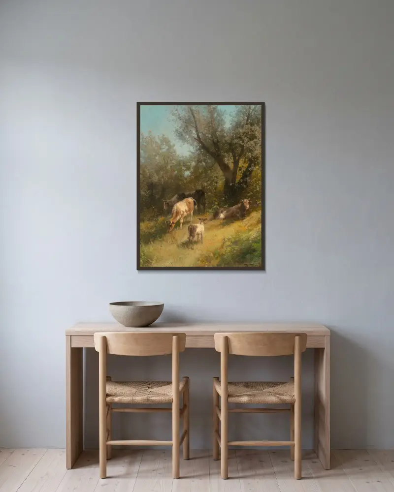 Summer grazing, Chester County av Hermann Ottomar Herzog inramad på en vägg