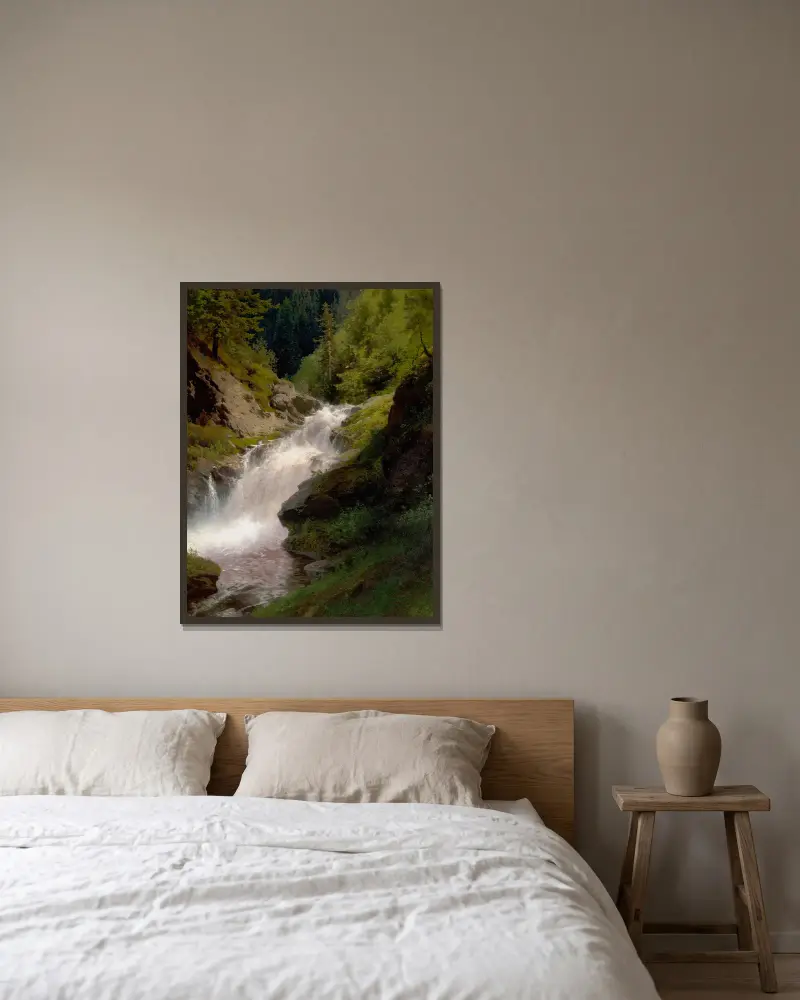 Winona Falls von Hermann Ottomar Herzog gerahmt an einer Wand