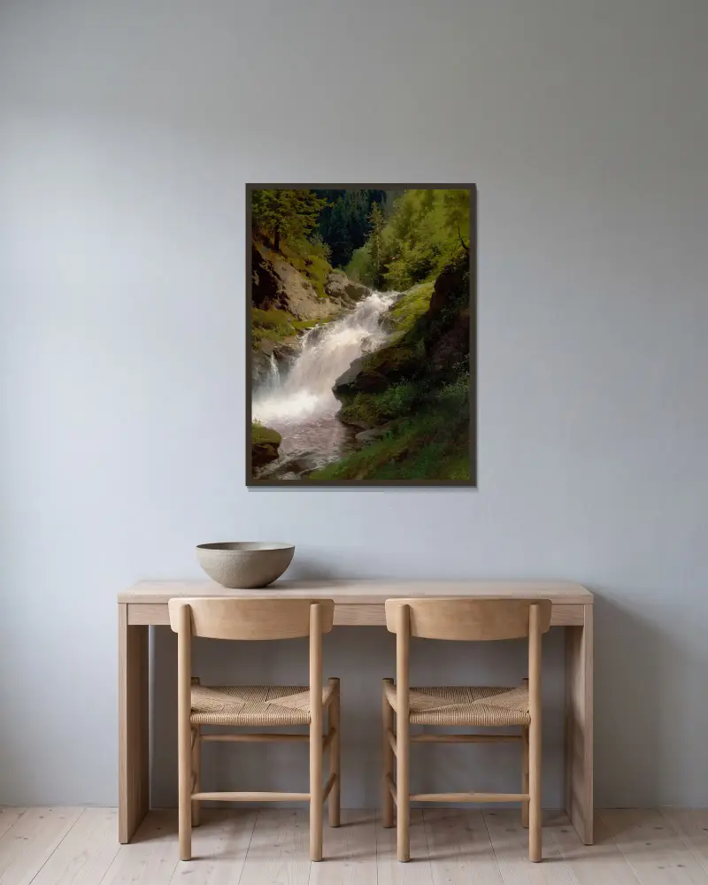 Winona Falls von Hermann Ottomar Herzog gerahmt an einer Wand