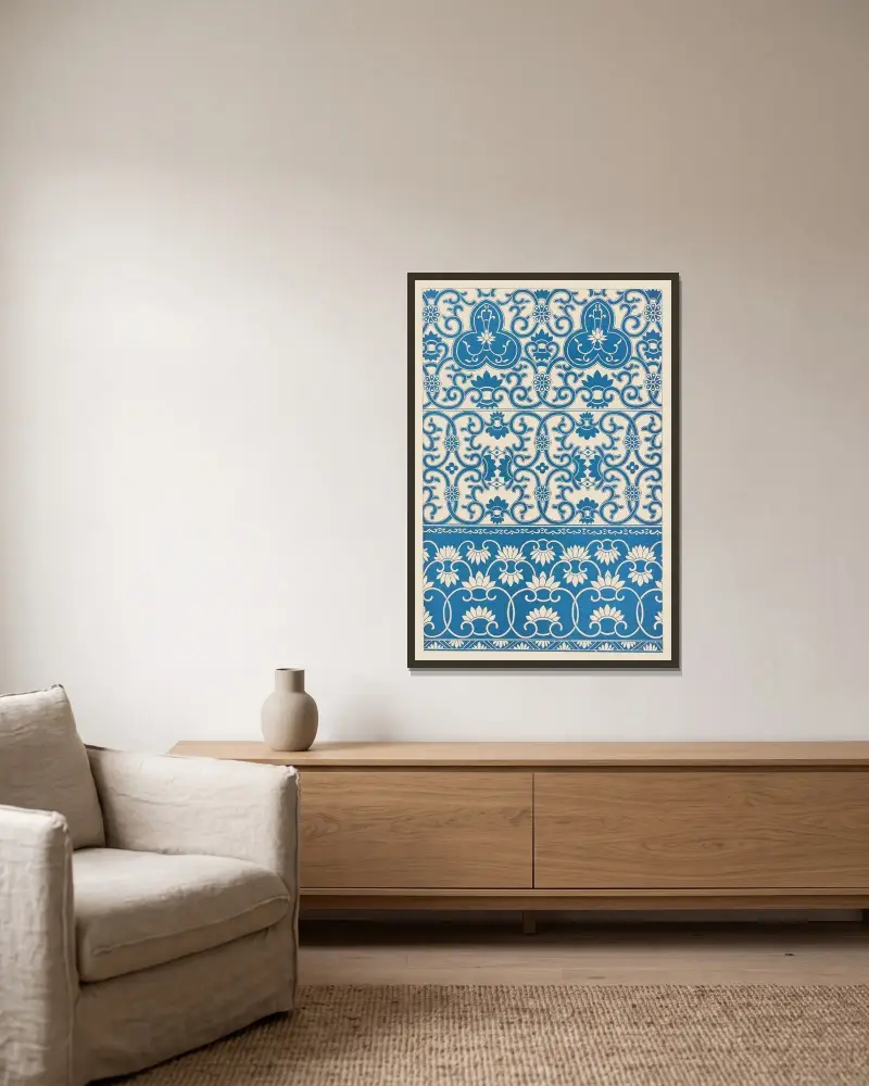 Examples of Chinese ornament, Pl.05 av Owen Jones inramad på en vägg