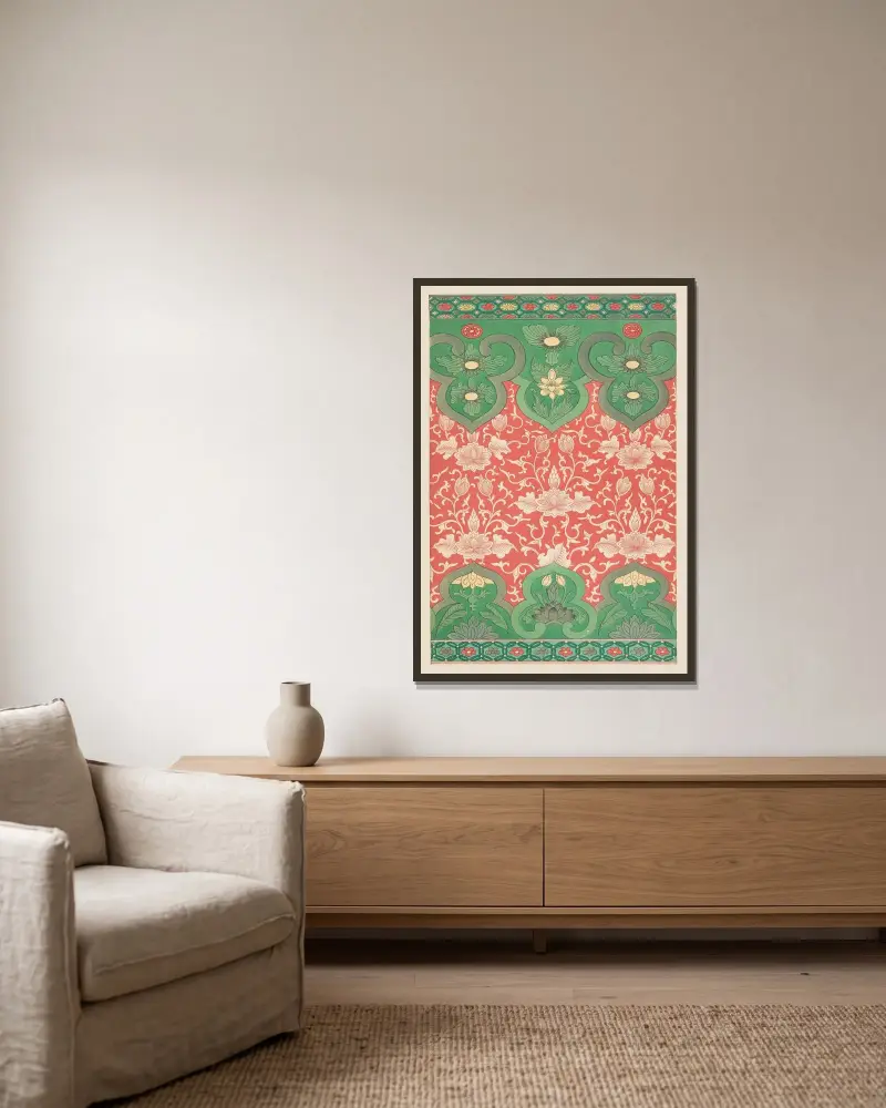 Beispiele chinesischer Ornamentik, Taf. 84 von Owen Jones gerahmt an einer Wand