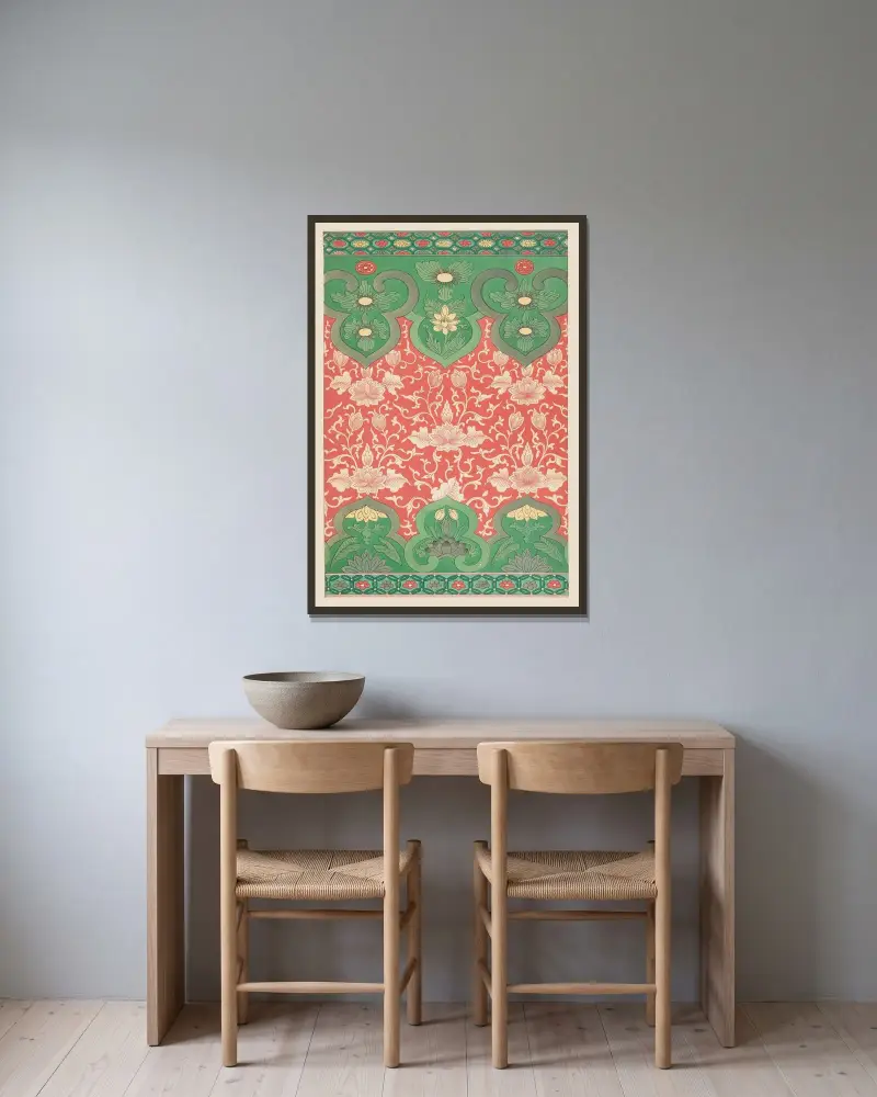 Beispiele chinesischer Ornamentik, Taf. 84 von Owen Jones gerahmt an einer Wand