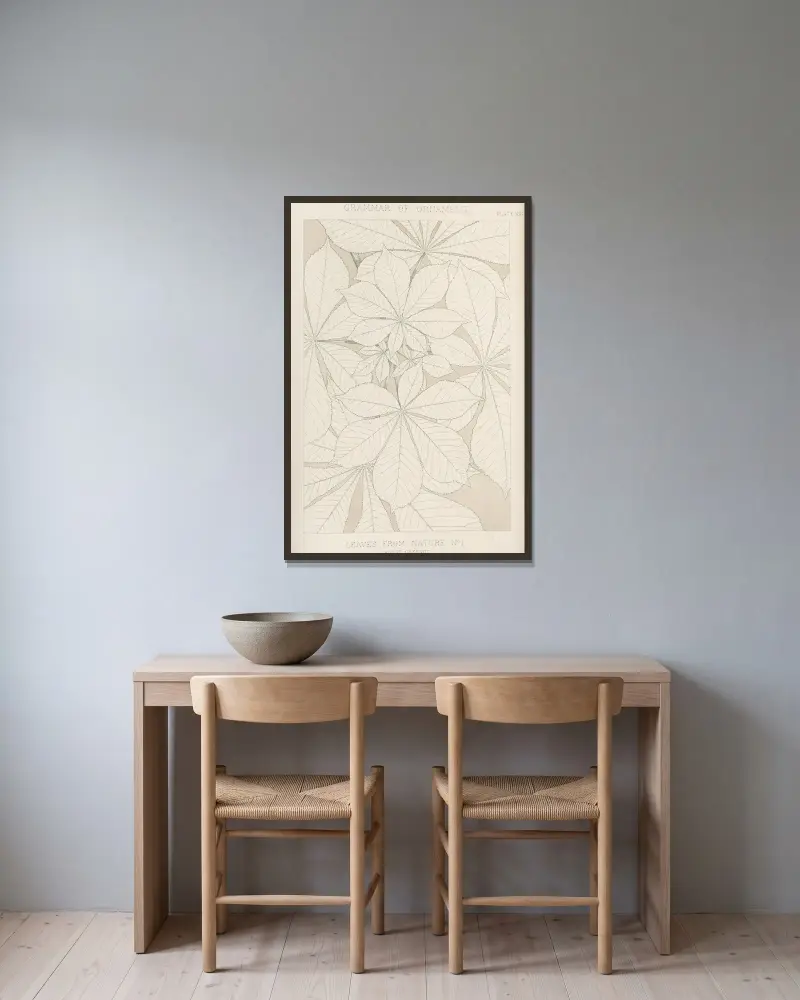 Leaves from Nature No. 1 av Owen Jones inramad på en vägg