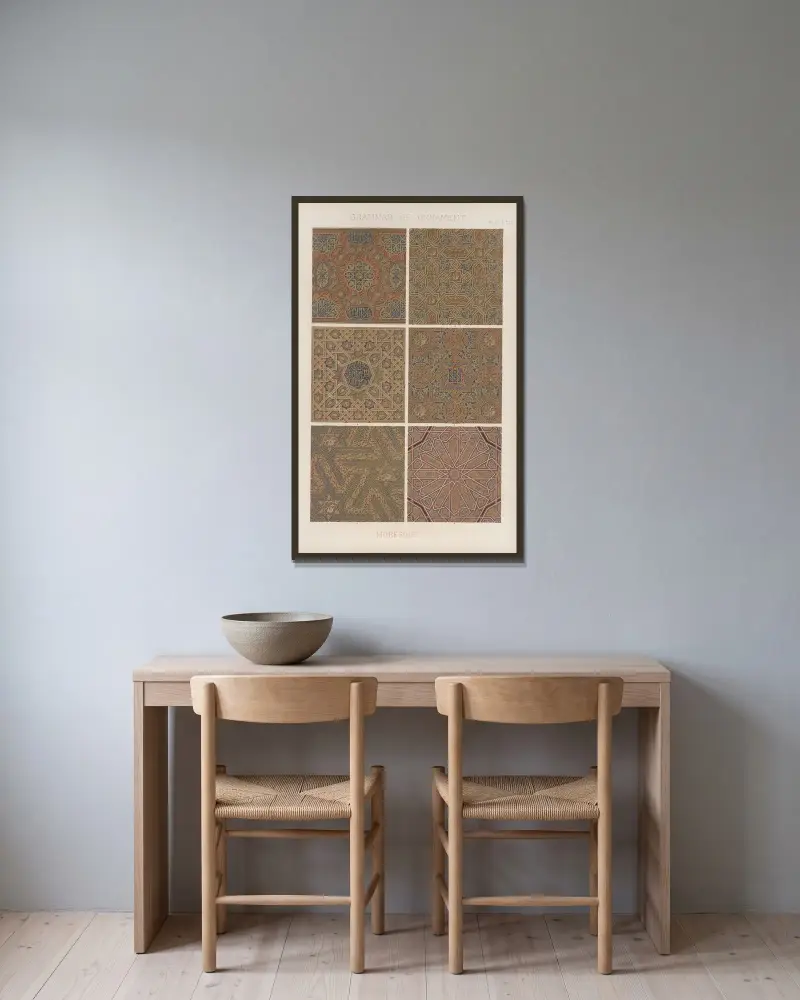 Moresque Nr. 4 von Owen Jones gerahmt an einer Wand