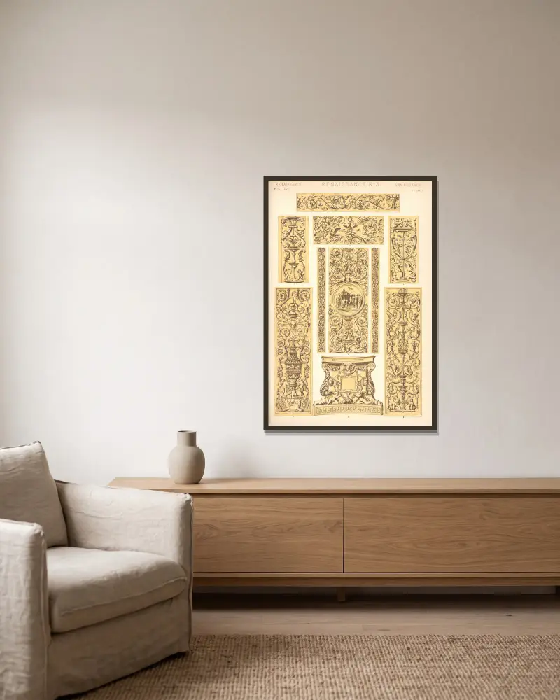 Renaissance Nr. 3 von Owen Jones gerahmt an einer Wand
