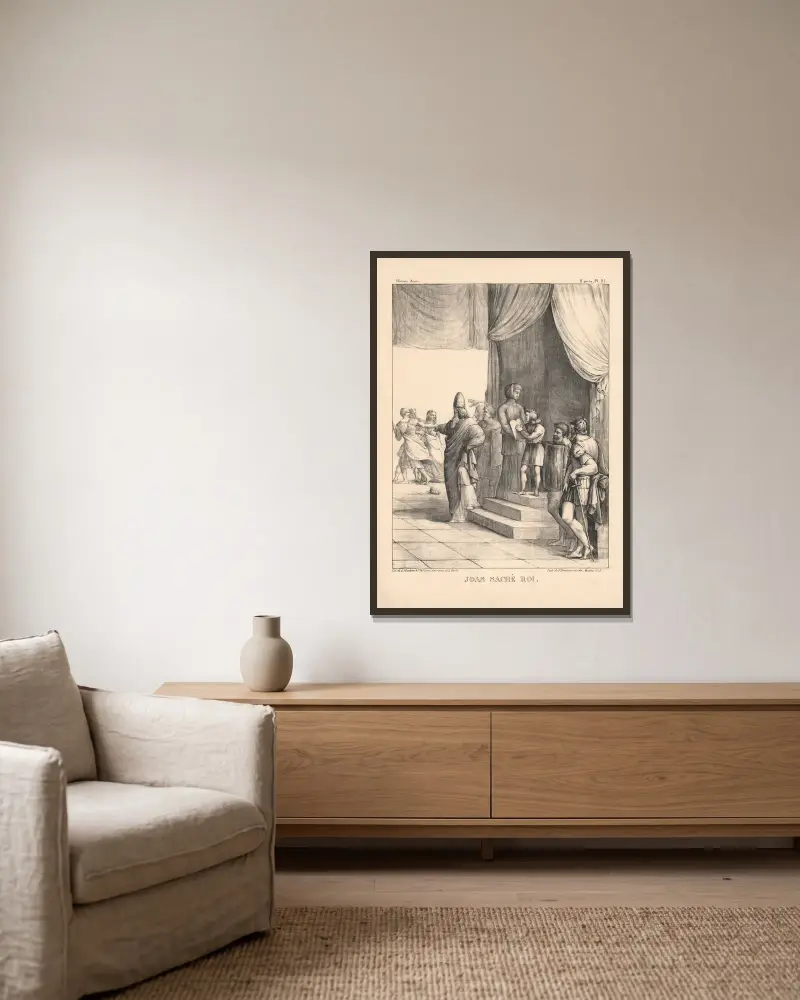 Die Krönung des Joas von P. Bineteau gerahmt an einer Wand
