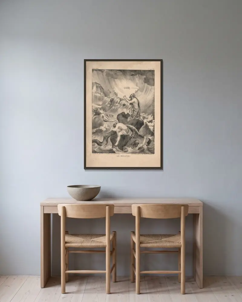 Die Sintflut von P. Bineteau gerahmt an einer Wand