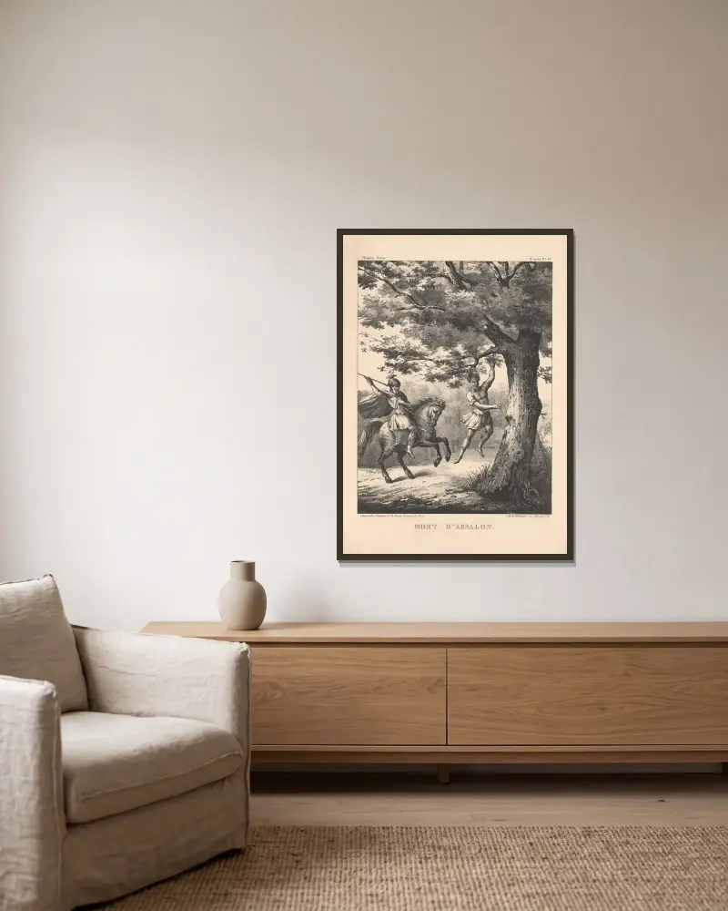 Absalons Tod von P. Bineteau gerahmt an einer Wand
