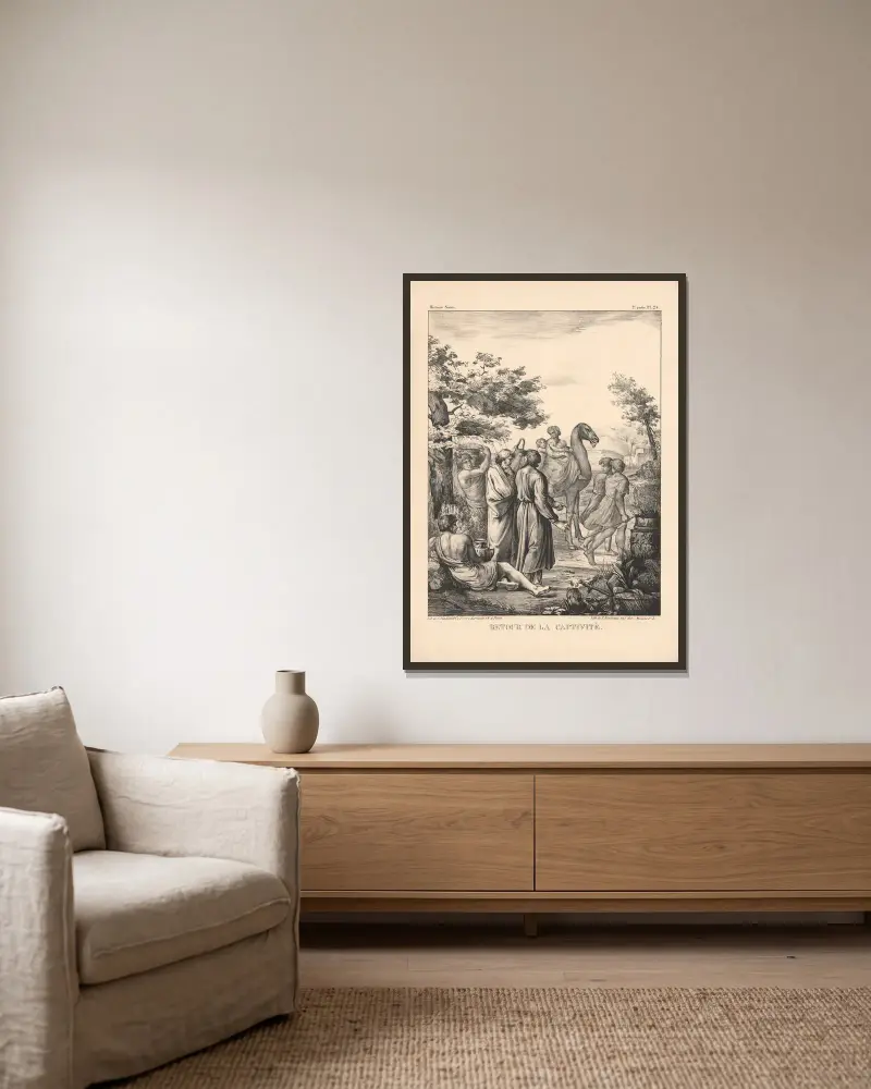 Rückkehr aus der Gefangenschaft von P. Bineteau gerahmt an einer Wand