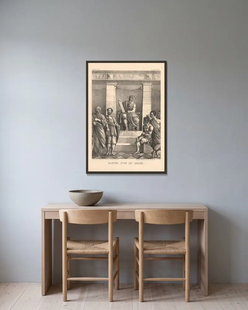 Samuel richtet Israel von P. Bineteau gerahmt an einer Wand