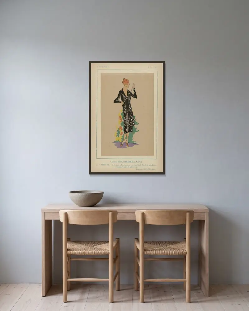 Création Berthe-Hermance – Pierrette av G-P. Joumard inramad på en vägg