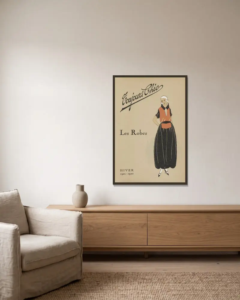 Alltid chic, klänningarna av G-P. Joumard inramad på en vägg