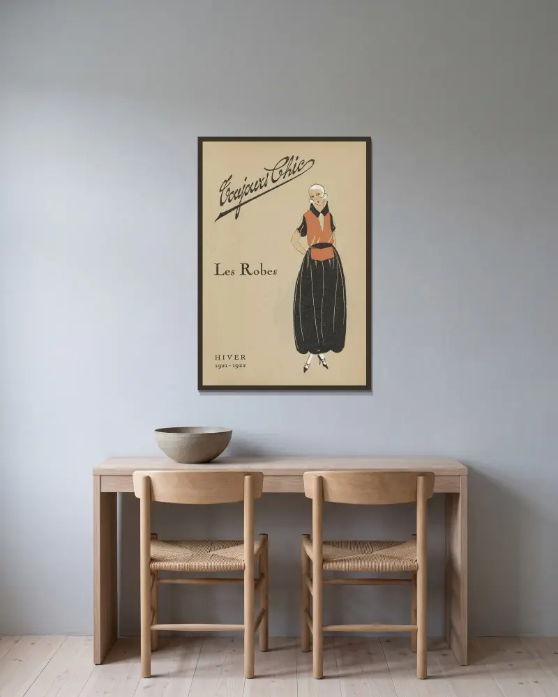 Alltid chic, klänningarna av G-P. Joumard inramad på en vägg