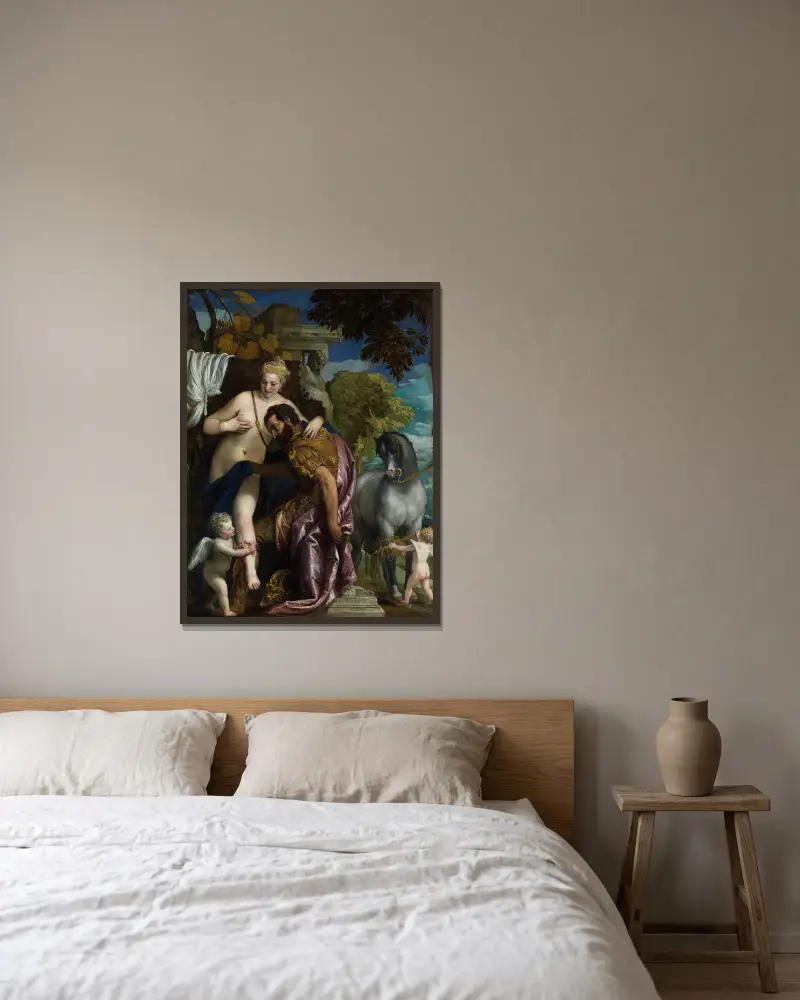 Mars and Venus United By Love av Paolo Veronese inramad på en vägg