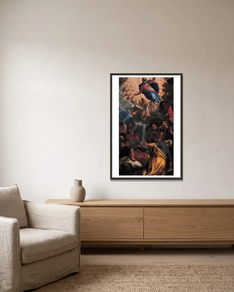 Christi Himmelfahrt von Paolo Veronese gerahmt an einer Wand