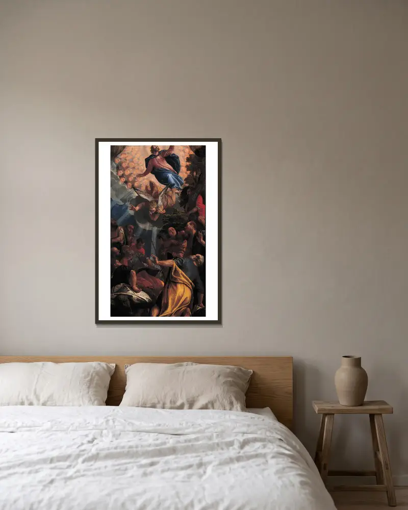 Christi Himmelfahrt von Paolo Veronese gerahmt an einer Wand