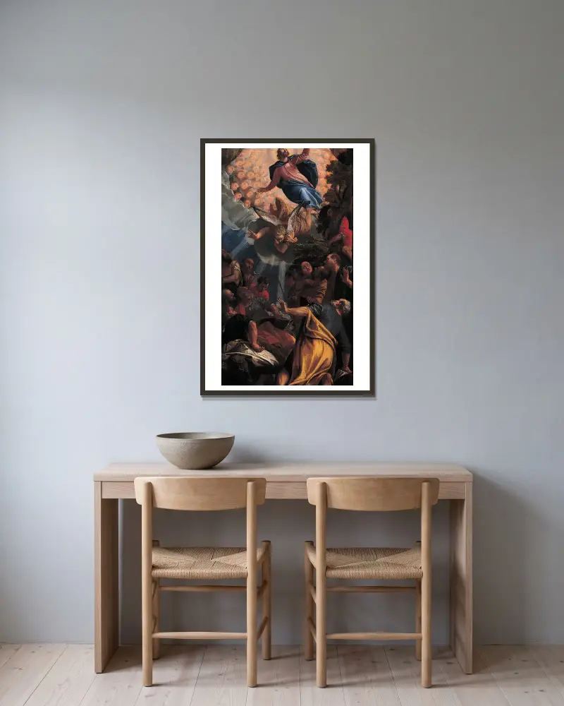 Christi Himmelfahrt von Paolo Veronese gerahmt an einer Wand