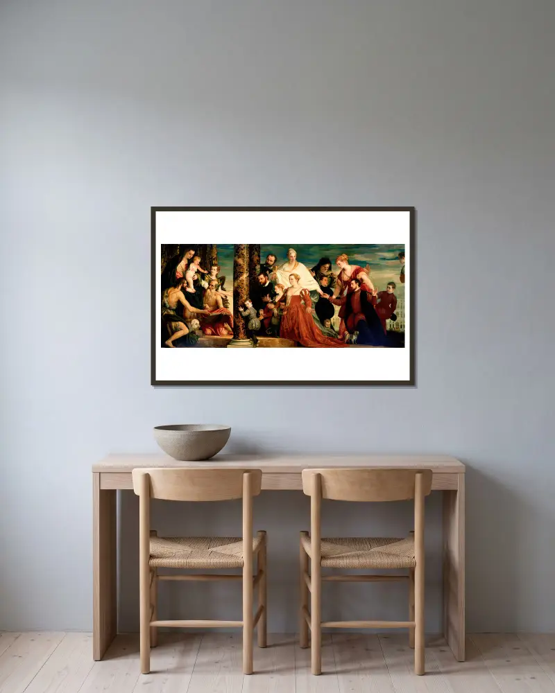 The Madonna of the Cuccina Family av Paolo Veronese inramad på en vägg