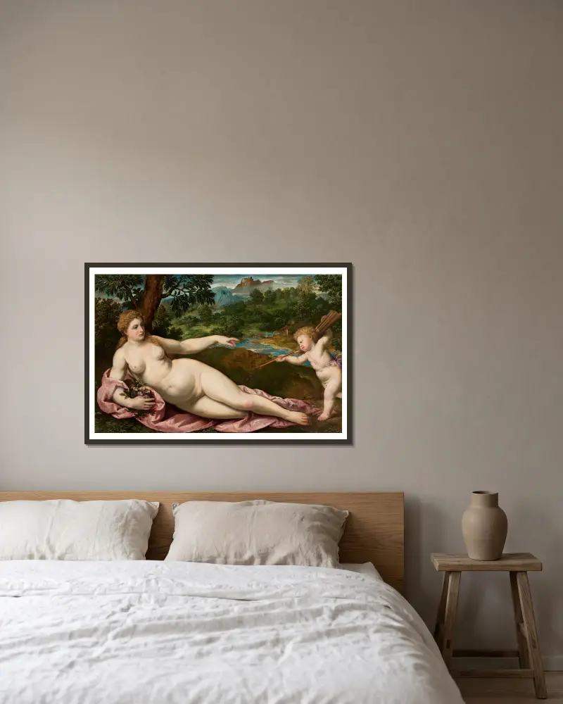 Wenus i Eros, Paris Bordone w ramie na ścianie