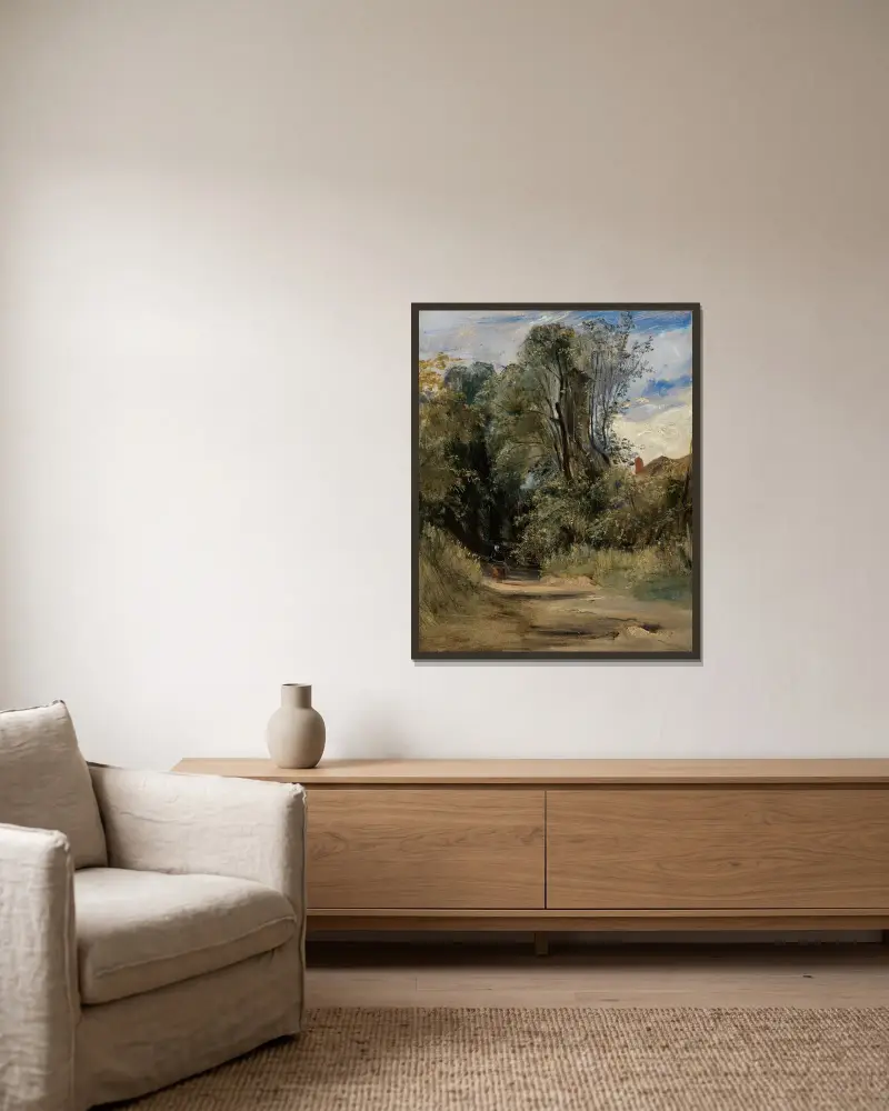 Ein Waldpfad von Richard Parkes Bonington gerahmt an einer Wand